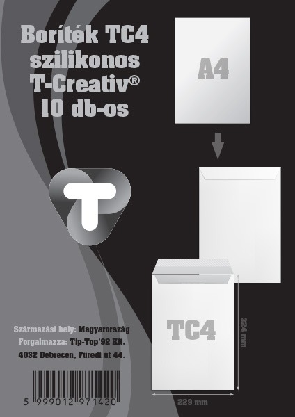 Boríték TC/4 szilikonos, bélésnyomatlan 10 db/csomag T-Creativ