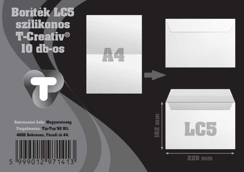 Boríték LC/5 szilikonos, bélésnyomott 10 db/csomag T-Creativ