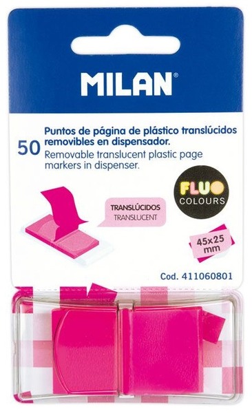 Jelölőcímke 45x25 mm 50 lap Milan "Fluo" áttetsző rózsaszín