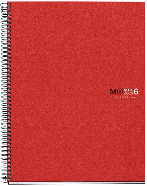 Spirálfüzet A/6 6x25 lapos, négyzetrácsos MQ "Notebook" 6 piros