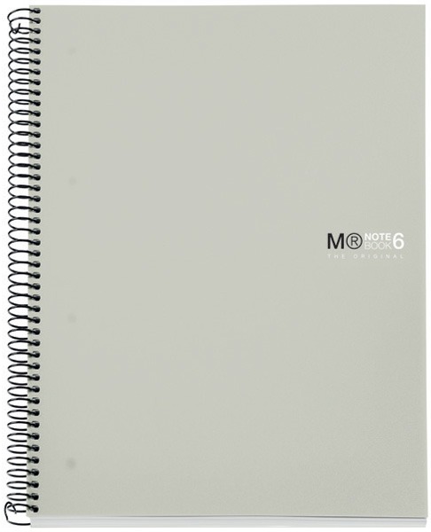 Spirálfüzet A/4 6x25 lapos, négyzetrácsos MQ "Notebook" 6 szürke