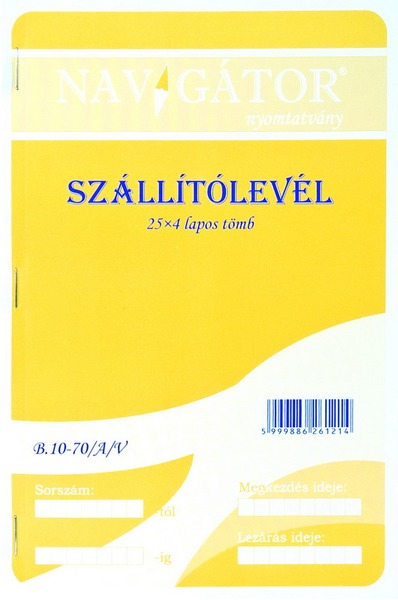 Szállítólevél B.10-70 A/5 25x4 lapos Navigátor