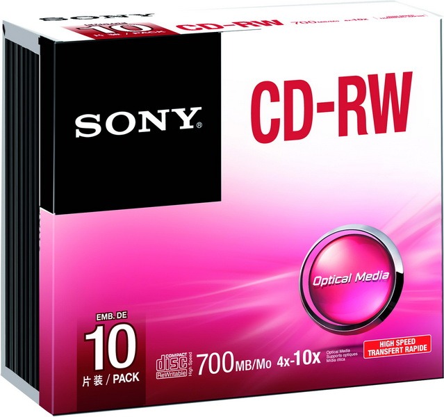 CD-RW 700 MB 4-10x, vékony tokos Sony