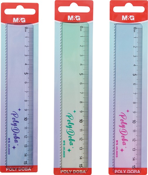 Vonalzó 15 cm M&G "PolyDoba" vegyes színek