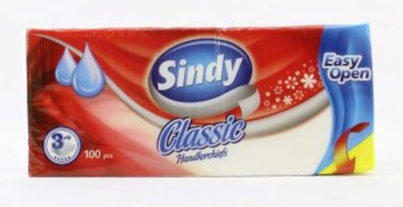 Papír zsebkendő 3 rétegű, 100 db-os Sindy "Classic"