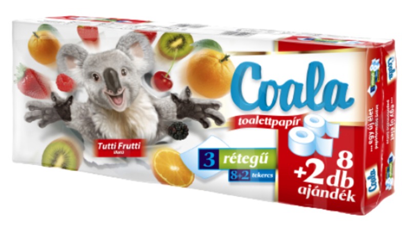 Toalettpapír 3 rétegű, 8+2 tekercs Coala "Soft"