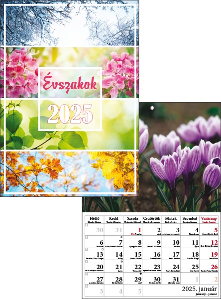 Falinaptár A/4 tűzött T-Calendar "Évszakok"