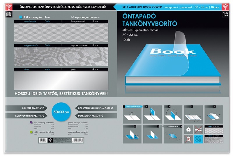 Tankönyvborító 50x33 cm öntapadó, 10 db/csomag Ars Una geometrikus minta