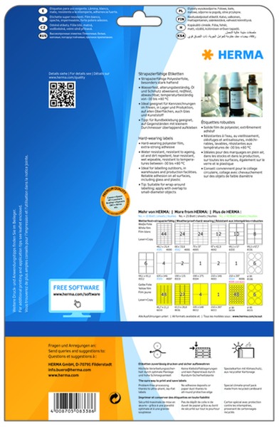 Etikett 37x25 mm 50 címke, 25 ív/doboz időjárásálló Herma