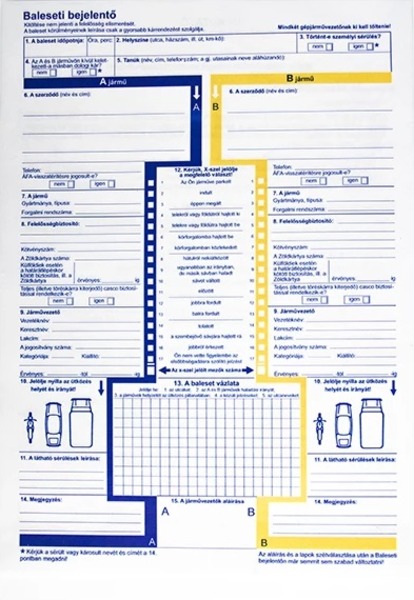 Baleseti bejelentőlap A/4 2 lapos