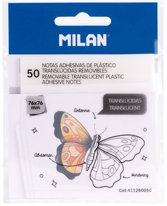 Jelölőcímke 76x76 mm 50 lap Milan áttetsző fehér