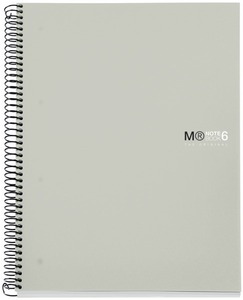 Spirálfüzet A/5 6x25 lapos, négyzetrácsos MQ "Notebook" 6 szürke