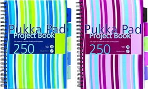 Spirálfüzet A/4 125 lapos, vonalas Pukka Pad "Project Book" vegyes színek