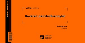 Bevételi pénztárbizonylat B.318-102/A/V 203x102 mm 25x3 lapos Pátria