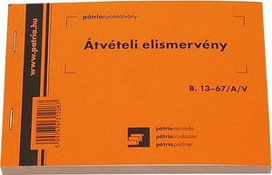 Átvételi elismervény B.13-67/A/V A/6 50x3 lapos Pátria