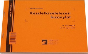 Készlet kivételezési bizonylat B.12-114/V A/5 25x4 lapos, 8 tételes Pátria