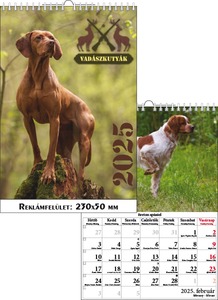 Falinaptár 23x33 cm spirálozott T-Calendar "Vadászkutyák"