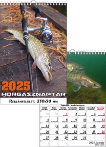 Falinaptár 23x33 cm spirálozott T-Calendar "Horgásznaptár"