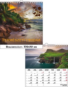 Falinaptár 33x33 cm spirálozott T-Calendar "Természeti csodák"