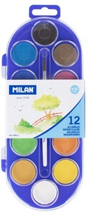 Vízfesték 30 mm, ajándék ecset  Milan 12 szín