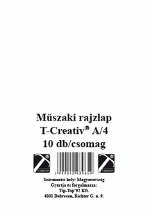 Műszaki rajzlap A/4 170 g, famentes, 10 ív/csomag T-Creativ